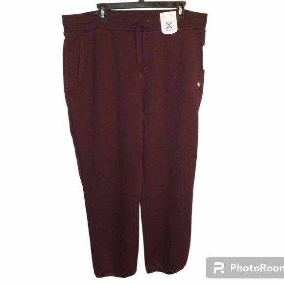 XERSION Women's mens jogger sweatpants XXL burgundy Brown midrise W-005 - Picture 1 of 4